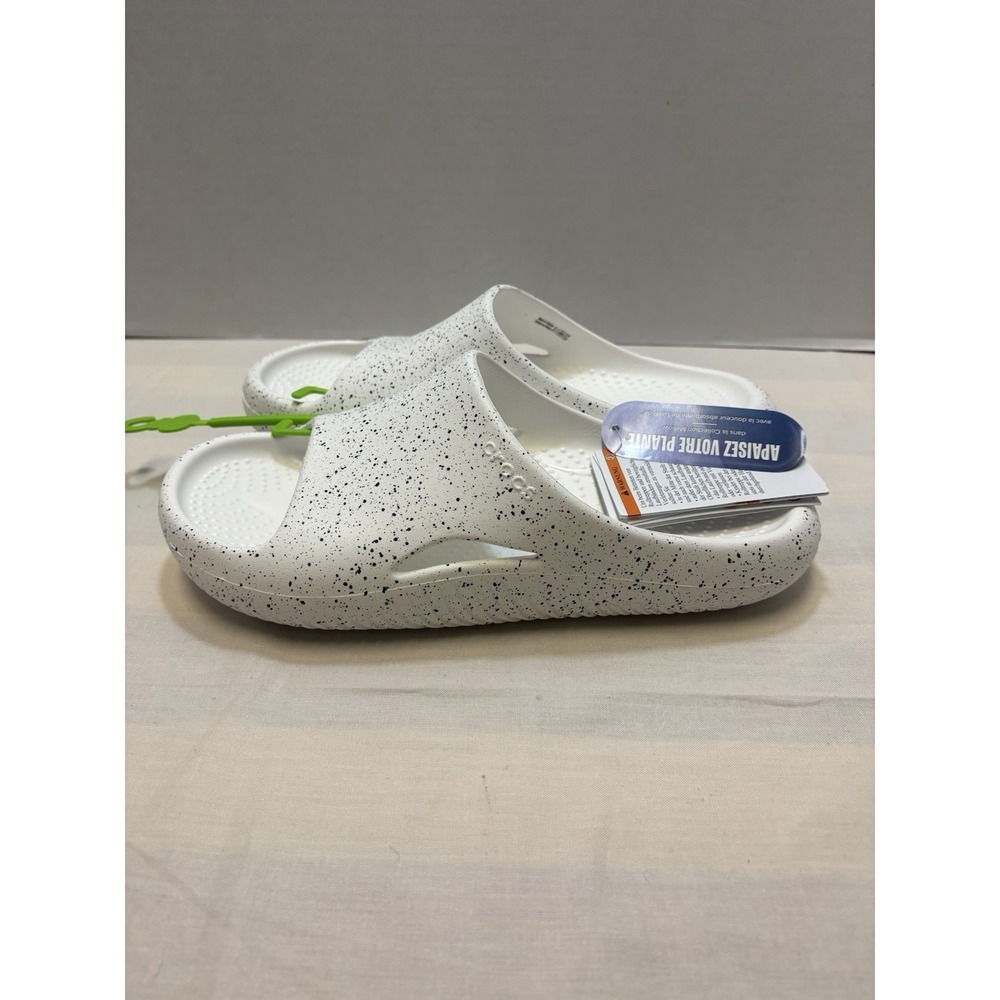 NEW Crocs Mellow Recovery Speckle Slides Women's Size 9 White Slip On Comfort